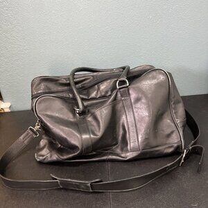 Cole Haan Black Leather Weekender Bag Duffle Bag Travel Luggage Carry On Gym 21"